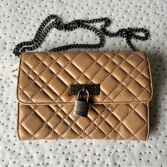 KURT GEIGER Mini Brixton Quilted Leather Shoulder Bag in Camel NEW MSRP $225 - Picture 2 of 7